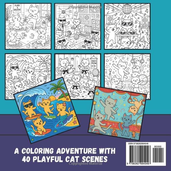 Catventures: 40 Fun & Whimsical Cat Adventures Coloring Book for Teens & Adults - Madee's Boutique Madee's Boutique Animals Book