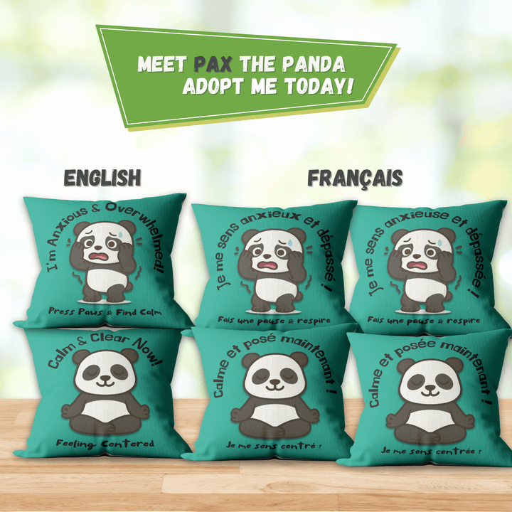 Emotion Regulation Double - Sided Customizable Cushion Cover, Bilingual 18x18" - Madee's Boutique Home Decor Madee's Boutique black pillow covers Blue pillow coverschristmas pillow covers 18x18Panda (Pax)18"x18"(45cmx45cm)