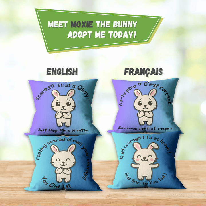 Emotion Regulation Double - Sided Customizable Cushion Cover, Bilingual 18x18" - Madee's Boutique Home Decor Madee's Boutique black pillow covers Blue pillow coverschristmas pillow covers 18x18Bunny / Lapin (Moxie)18"x18"(45cmx45cm)