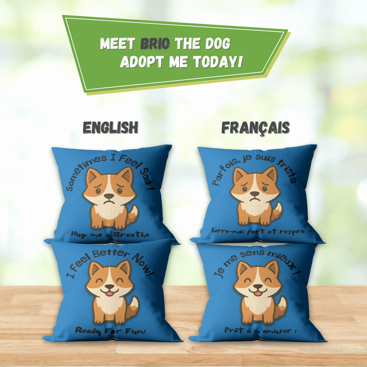 Emotion Regulation Double - Sided Customizable Cushion Cover, Bilingual 18x18" - Madee's Boutique Home Decor Madee's Boutique black pillow covers Blue pillow coverschristmas pillow covers 18x18Dog / Chien (Brio)18"x18"(45cmx45cm)