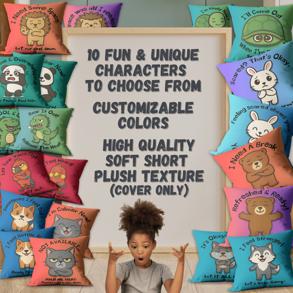 Emotion Regulation Double - Sided Customizable Cushion Cover, Bilingual 18x18" - Madee's Boutique Home Decor Madee's Boutique black pillow covers Blue pillow coverschristmas pillow covers 18x18Cat / Chat (Nimbus)18"x18"(45cmx45cm)