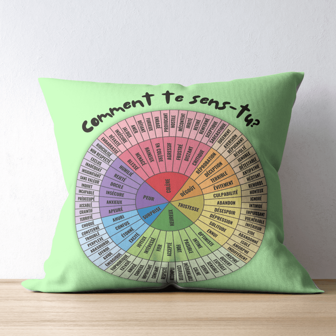 Emotion Wheel Custom Cushion Cover for Kids, Teens & Adults, DBT & CBT Tool, Emotional Support Gifts best pillow covers lime