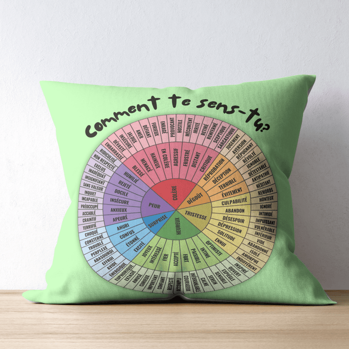 Emotion Wheel Custom Cushion Cover for Kids, Teens & Adults, DBT & CBT Tool, Emotional Support Gifts best pillow covers lime