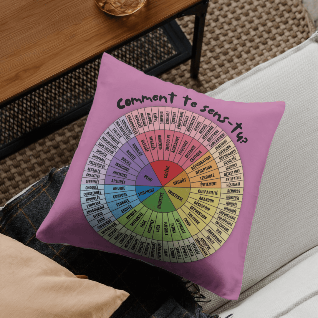 Emotion Wheel Custom Cushion Cover for Kids, Teens & Adults, DBT CBT Tool, Emotional Support Gifts best pillow covers purple