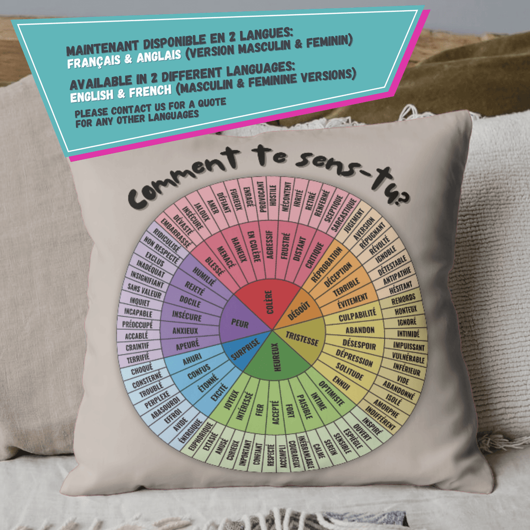 Emotion Wheel Custom Cushion Cover for Kids, Teens & Adults, DBT CBT Tool, Emotional Support Gifts best pillow covers grayge