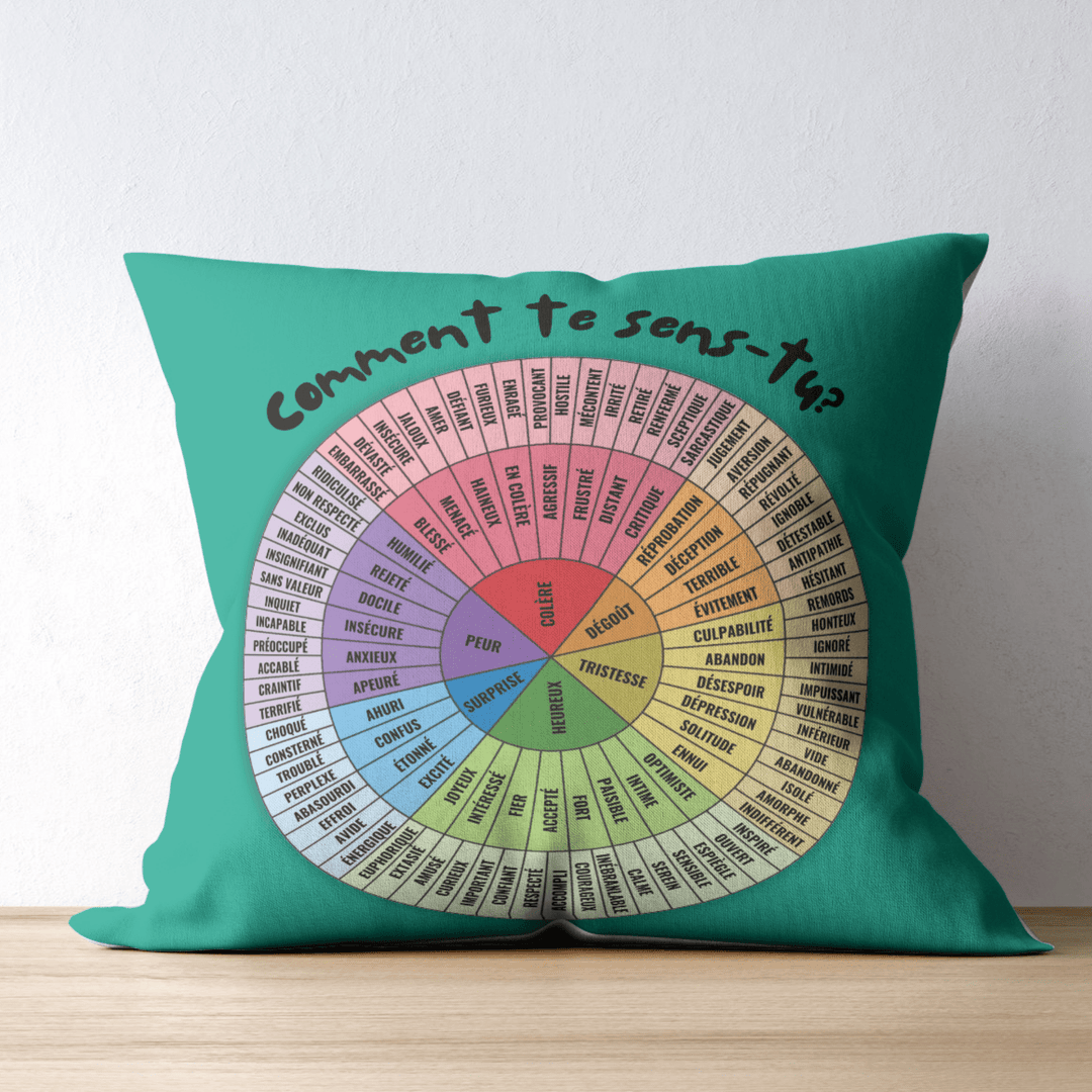 Emotion Wheel Custom Cushion Cover for Kids, Teens & Adults, DBT & CBT Tool, Emotional Support Gifts best pillow covers green