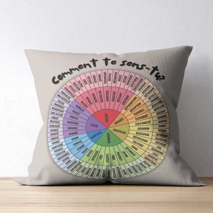 Emotion Wheel Custom Cushion Cover for Kids, Teens & Adults, DBT CBT Tool, Emotional Support Gifts best pillow covers grayge