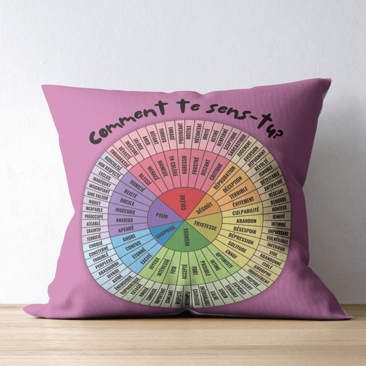 Emotion Wheel Custom Cushion Cover for Kids, Teens & Adults, DBT CBT Tool, Emotional Support Gifts best pillow covers purple