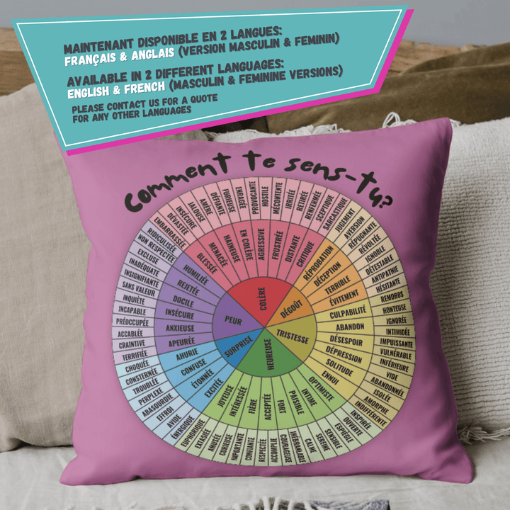 Emotion Wheel Custom Cushion Cover for Kids, Teens & Adults, DBT CBT Tool, Emotional Support Gifts best pillow covers purple