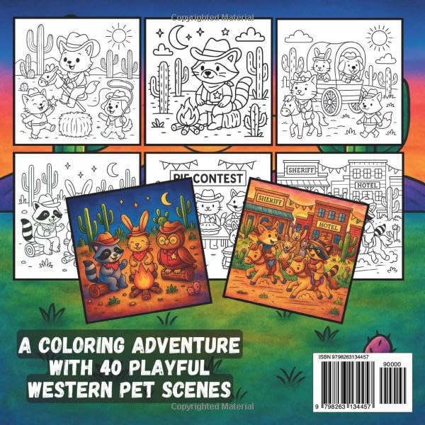 Western Petventures: 40 Fun & Whimsical Western Pet Adventures Coloring Book for Kids, Teens & Adults - Madee's Boutique Madee's Boutique