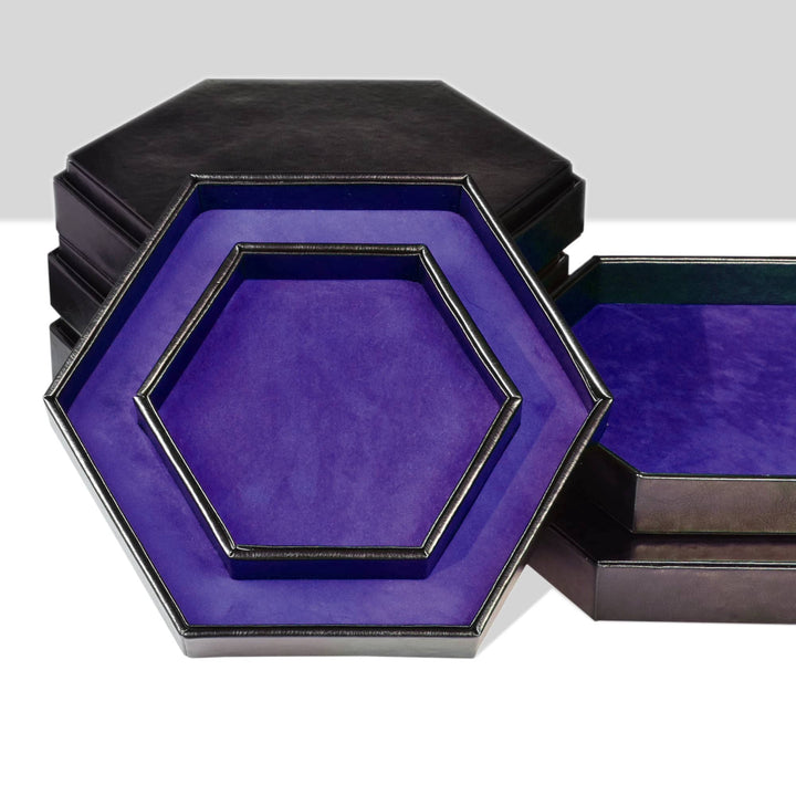 2 in 1 D&D Dice Tray & Dice Box Dice Case With Lid Hexagon Dice Rolling Tray & Dice Holder Velvet & PU Leather - Madee's Boutique Madee's Boutique DS d & d d and d