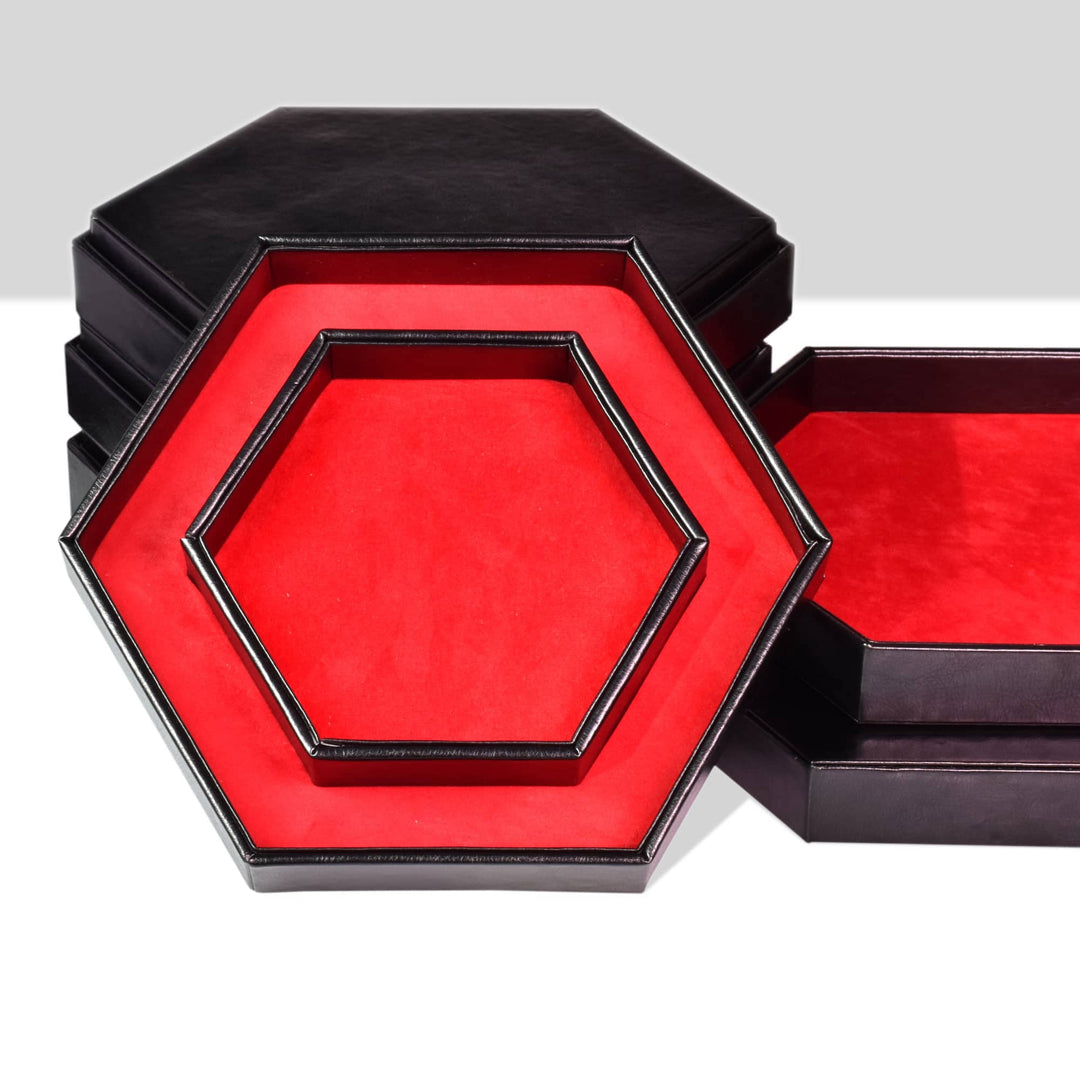 2 in 1 D&D Dice Tray & Dice Box Dice Case With Lid Hexagon Dice Rolling Tray & Dice Holder Velvet & PU Leather - Madee's Boutique Madee's Boutique DS d & d d and d