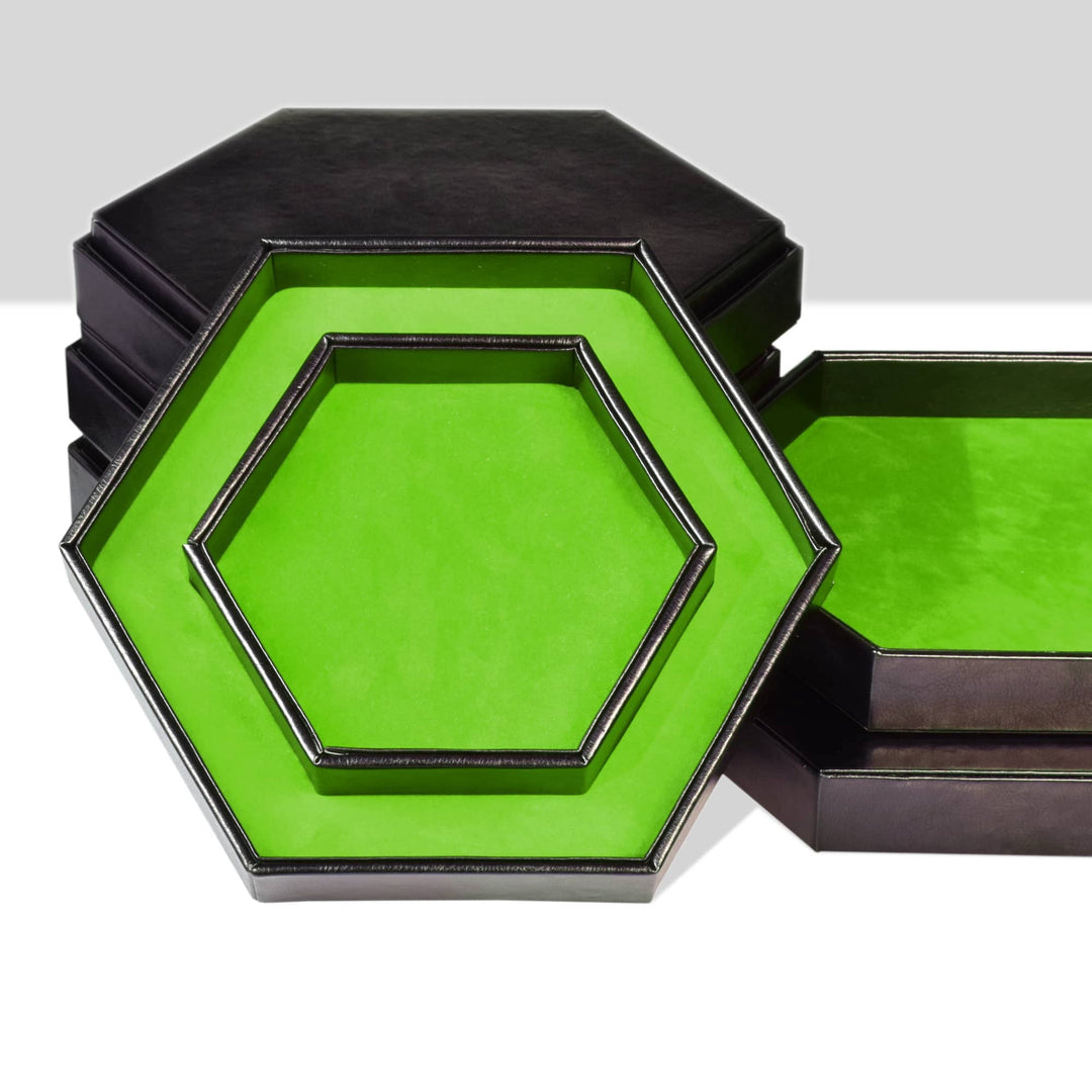 2 in 1 D&D Dice Tray & Dice Box Dice Case With Lid Hexagon Dice Rolling Tray & Dice Holder Velvet & PU Leather - Madee's Boutique Madee's Boutique DS d & d d and d