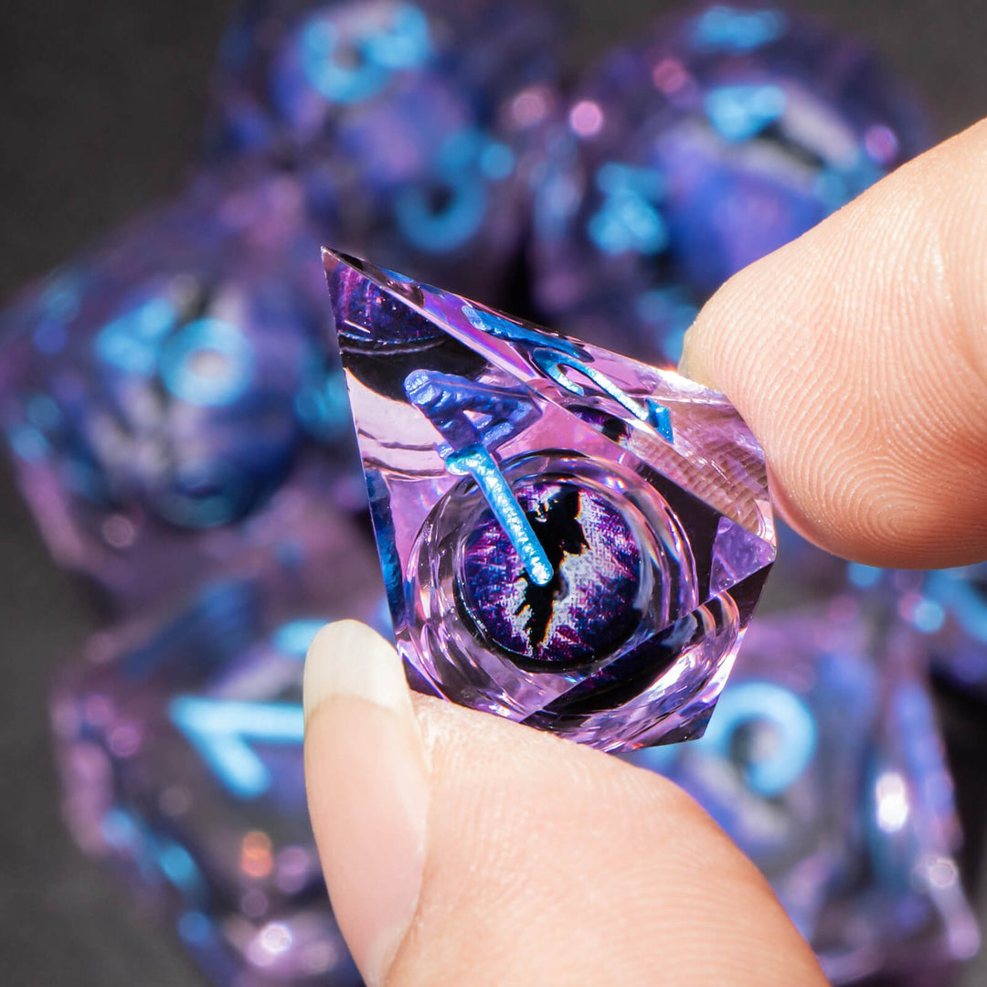 7pc DnD Dice Set Dragon Eye Liquid Core Resin Sharp Edge Dice Set, Dungeons and Dragons Dice Rolling D20 D12 D10 D8 D6 DandD Dice Collection - Madee's Boutique Madee's Boutique DS 10 sided dice 100 sided dice