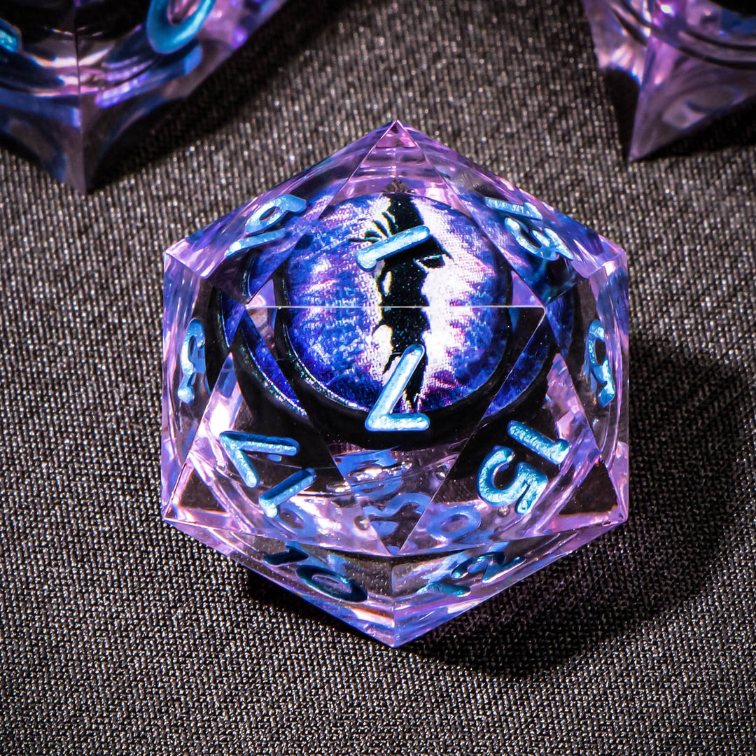 7pc DnD Dice Set Dragon Eye Liquid Core Resin Sharp Edge Dice Set, Dungeons and Dragons Dice Rolling D20 D12 D10 D8 D6 DandD Dice Collection - Madee's Boutique Madee's Boutique DS 10 sided dice 100 sided dice