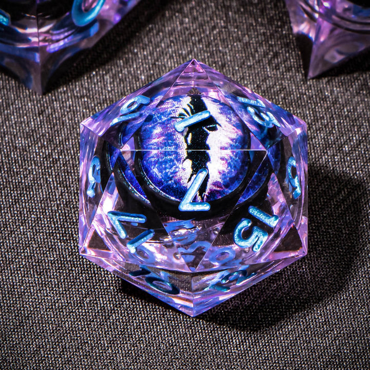 7pc DnD Dice Set Dragon Eye Liquid Core Resin Sharp Edge Dice Set, Dungeons and Dragons Dice Rolling D20 D12 D10 D8 D6 DandD Dice Collection - Madee's Boutique Madee's Boutique DS 10 sided dice 100 sided dice