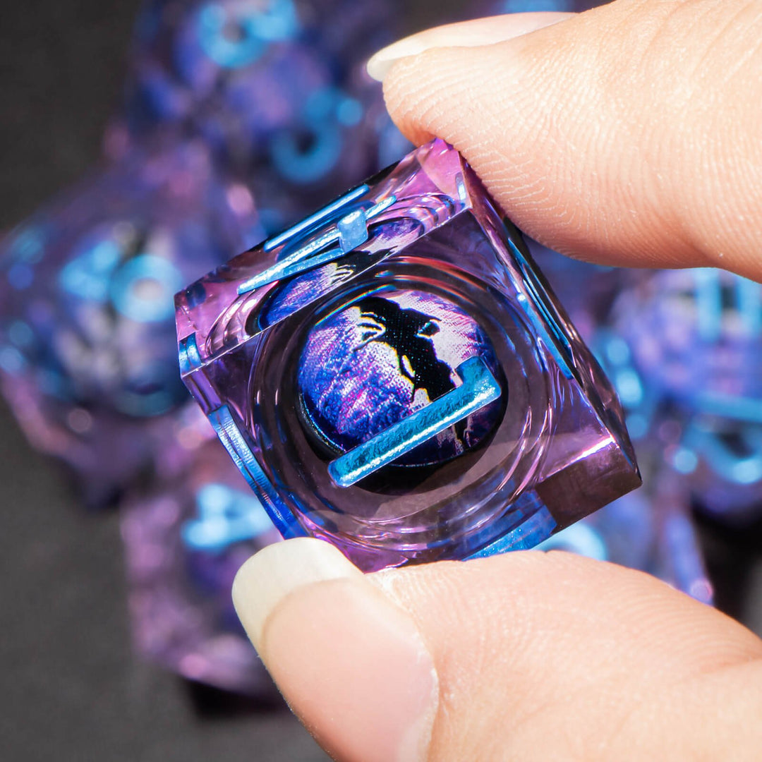 7pc DnD Dice Set Dragon Eye Liquid Core Resin Sharp Edge Dice Set, Dungeons and Dragons Dice Rolling D20 D12 D10 D8 D6 DandD Dice Collection - Madee's Boutique Madee's Boutique DS 10 sided dice 100 sided dice
