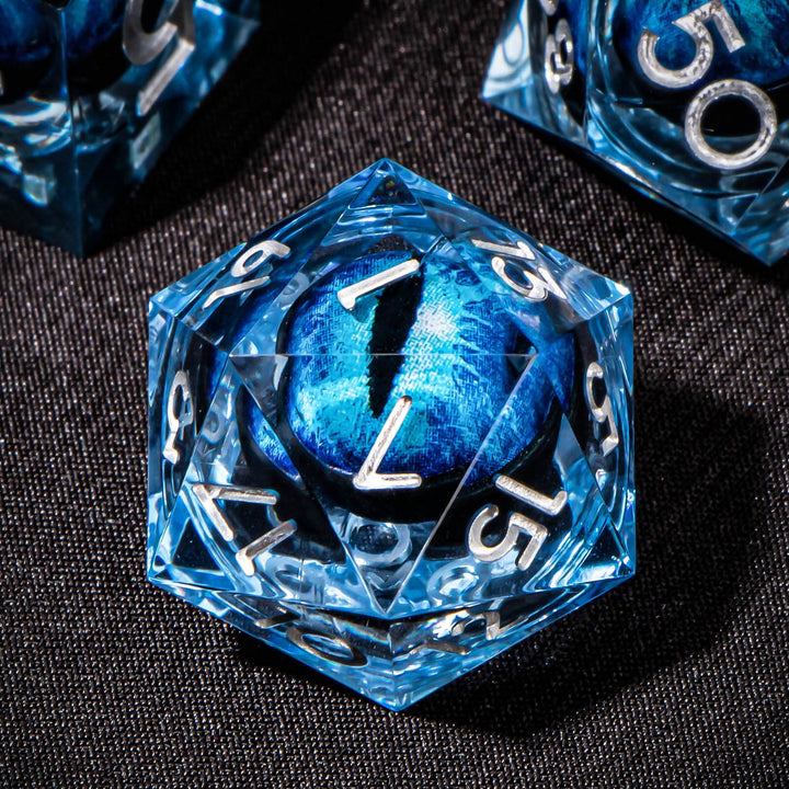 7pc DnD Dice Set Dragon Eye Liquid Core Resin Sharp Edge Dice Set, Dungeons and Dragons Dice Rolling D20 D12 D10 D8 D6 DandD Dice Collection - Madee's Boutique Madee's Boutique DS 10 sided dice 100 sided dice