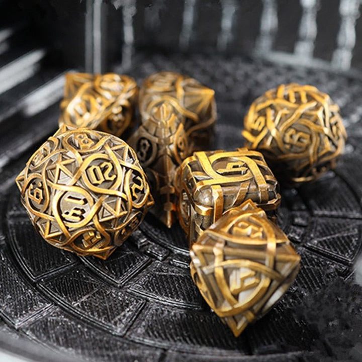 7pc Set DnD Brambles Metal Solid Dice Set D&D Polyhedral Metal Dice RPG Board Game Metal Dice D6 D8 D10 D12 D20 Dungeons and Dragons Metal Dice Collections - Madee's Boutique Madee's Boutique DS 10 sided dice 100 sided dice