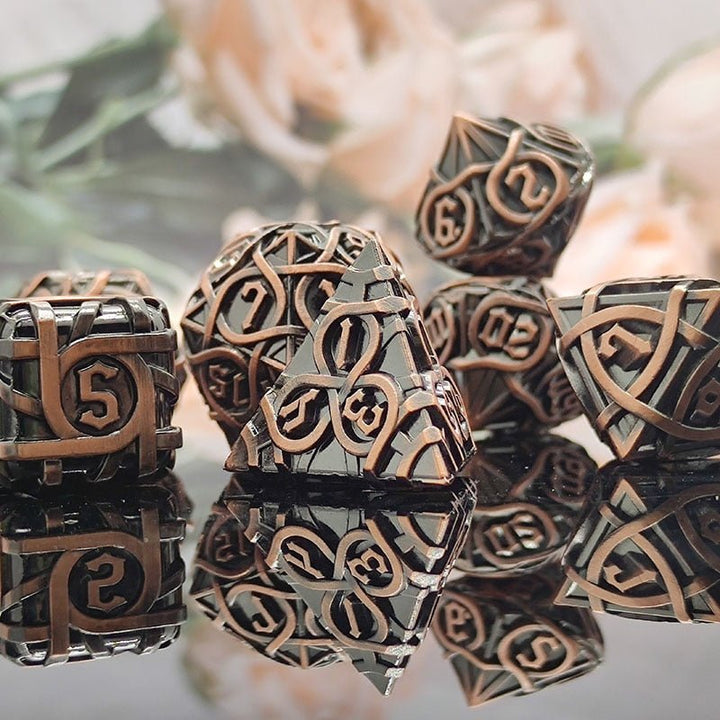 7pc Set DnD Brambles Metal Solid Dice Set D&D Polyhedral Metal Dice RPG Board Game Metal Dice D6 D8 D10 D12 D20 Dungeons and Dragons Metal Dice Collections - Madee's Boutique Madee's Boutique DS 10 sided dice 100 sided dice