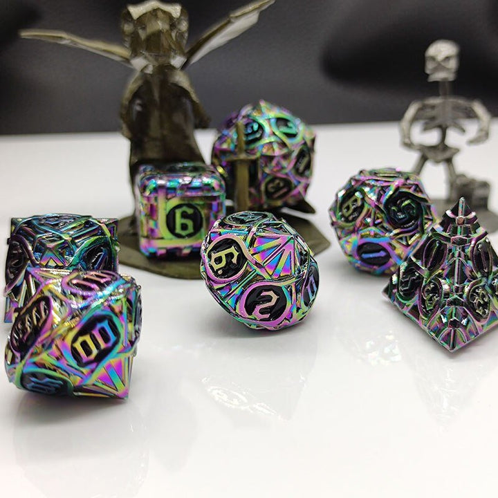 7pc Set DnD Brambles Metal Solid Dice Set D&D Polyhedral Metal Dice RPG Board Game Metal Dice D6 D8 D10 D12 D20 Dungeons and Dragons Metal Dice Collections - Madee's Boutique Madee's Boutique DS 10 sided dice 100 sided dice