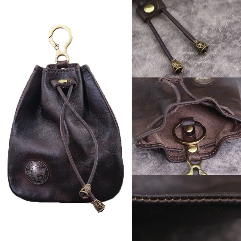DnD Artificial Leather Dice Storage Bag Vintage Waist Bag Japanese Style Drawstring Pouch Coin Purse - Madee's Boutique Madee's Boutique DS 10 sided dice 100 sided dice12 sided diceA