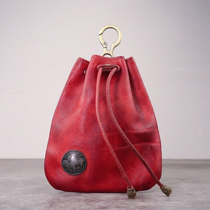 DnD Artificial Leather Dice Storage Bag Vintage Waist Bag Japanese Style Drawstring Pouch Coin Purse - Madee's Boutique Madee's Boutique DS 10 sided dice 100 sided dice12 sided dicered