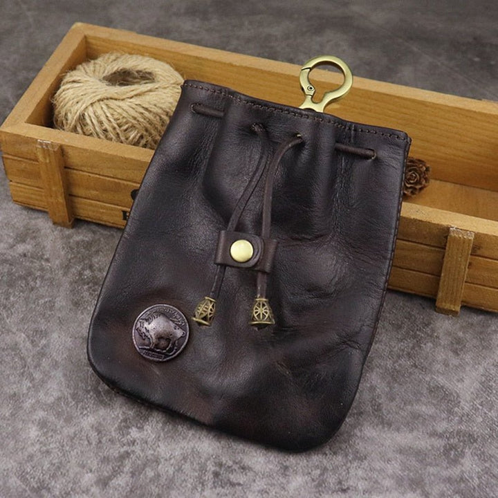 DnD Artificial Leather Dice Storage Bag Vintage Waist Bag Japanese Style Drawstring Pouch Coin Purse - Madee's Boutique Madee's Boutique DS 10 sided dice 100 sided dice12 sided diceA