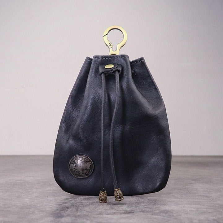 DnD Artificial Leather Dice Storage Bag Vintage Waist Bag Japanese Style Drawstring Pouch Coin Purse - Madee's Boutique Madee's Boutique DS 10 sided dice 100 sided dice12 sided diceblack