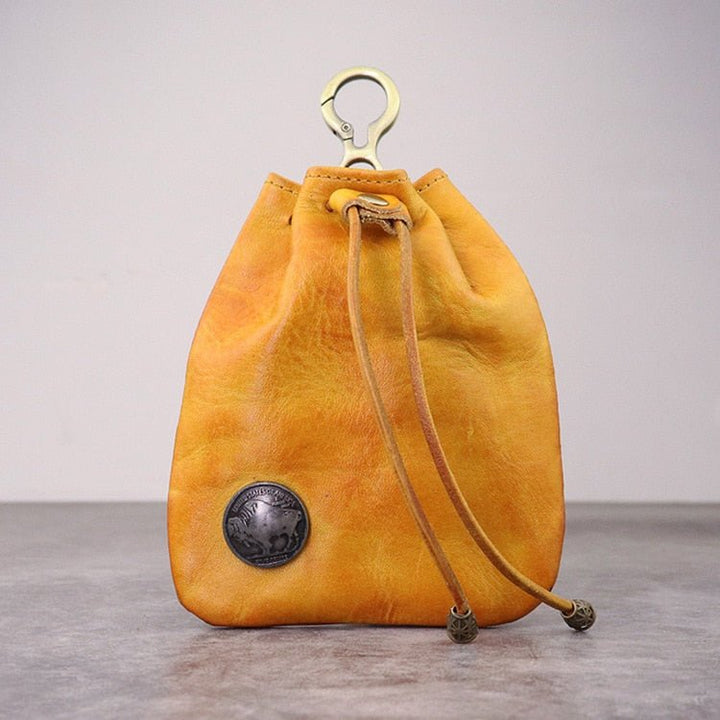 DnD Artificial Leather Dice Storage Bag Vintage Waist Bag Japanese Style Drawstring Pouch Coin Purse - Madee's Boutique Madee's Boutique DS 10 sided dice 100 sided dice12 sided diceyellow