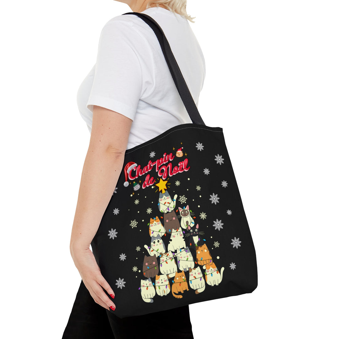 Christmas Tote Bag Chat-pin Noël - Madee's Boutique Bags Printify Accessories aesthetic bag