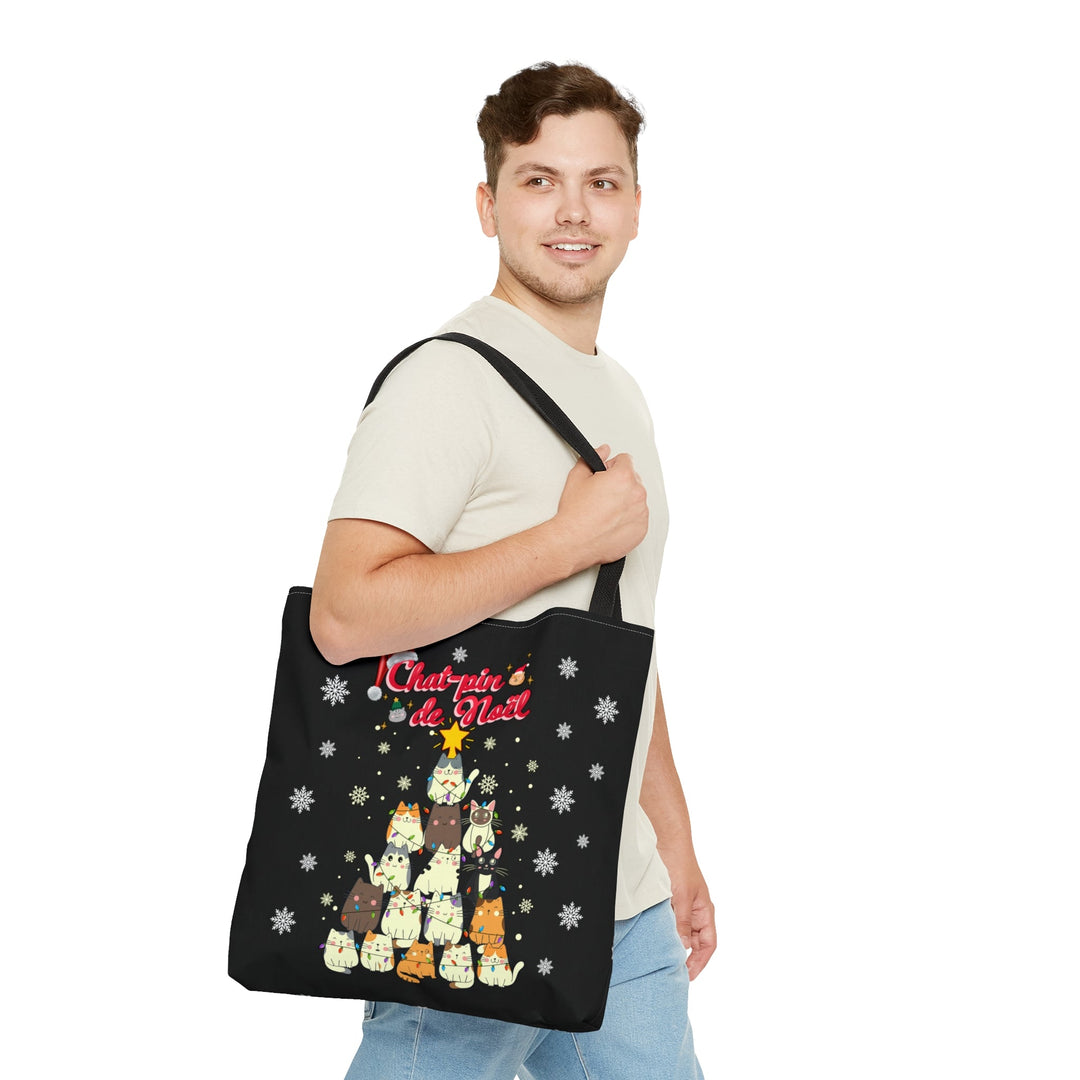 Christmas Tote Bag Chat-pin Noël - Madee's Boutique Bags Printify Accessories aesthetic bag