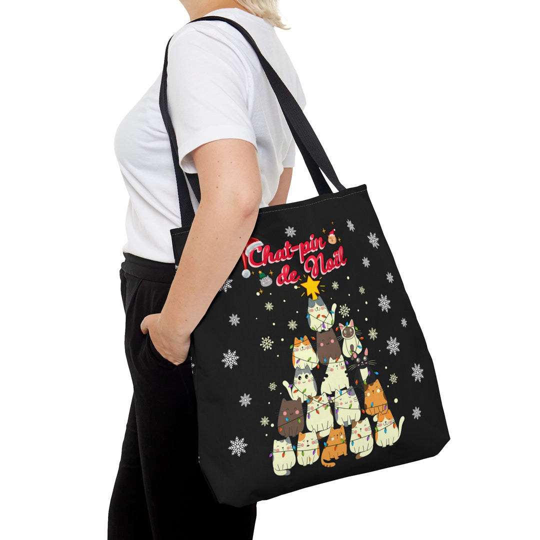 Christmas Tote Bag Chat-pin Noël - Madee's Boutique Bags Printify Accessories aesthetic bag