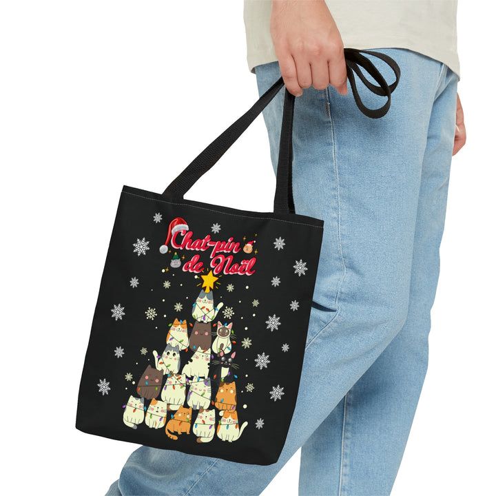 Christmas Tote Bag Chat-pin Noël - Madee's Boutique Bags Printify Accessories aesthetic bag