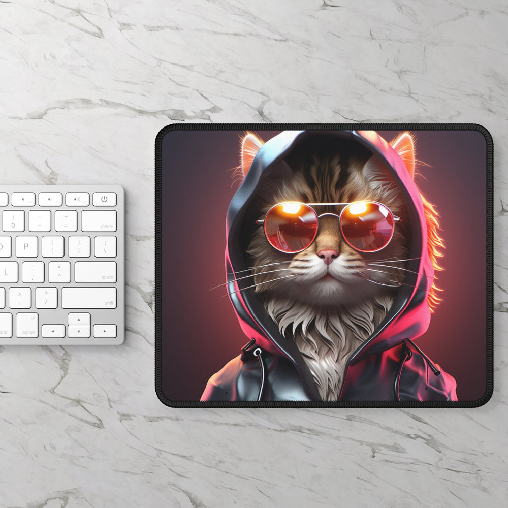 Cool Neon Cat Mouse Pad MADEE'S EXCLUSIVES - Madee's Boutique Home Decor Printify Accessories best secret santa gifts