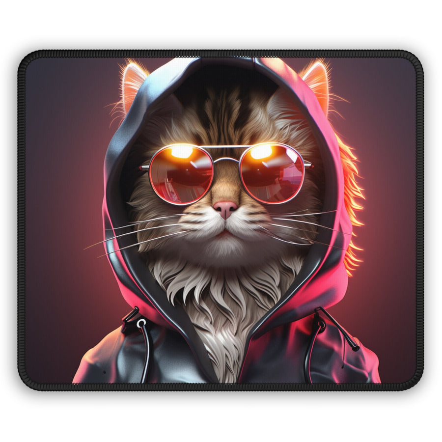 Cool Neon Cat Mouse Pad MADEE'S EXCLUSIVES - Madee's Boutique Home Decor Printify Accessories best secret santa gifts