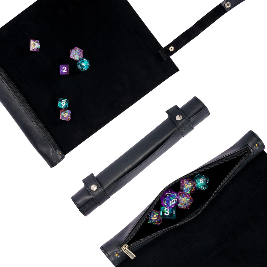 Cusdie Dice Tray Dice Rolling Mat with Zippered Dice Holder - Compatible with Standard DND Polyhedral Dice D&D Game - Madee's Boutique Madee's Boutique DS d & d d and d