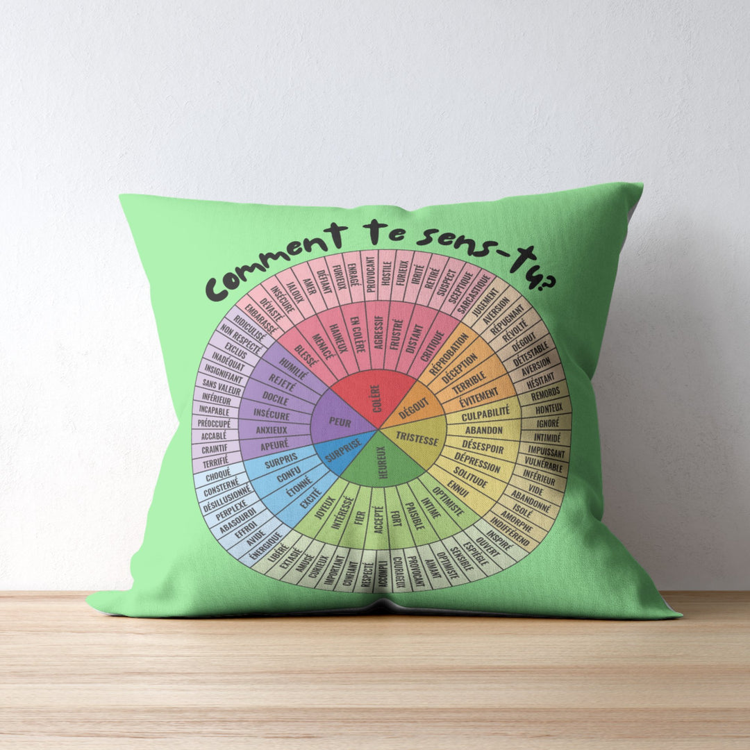 Custom Cushion Cover Emotion Wheel for Kids 18x18 Double-Sided Print (Pillow cover ONLY) - Madee's Boutique Madee's Boutique
