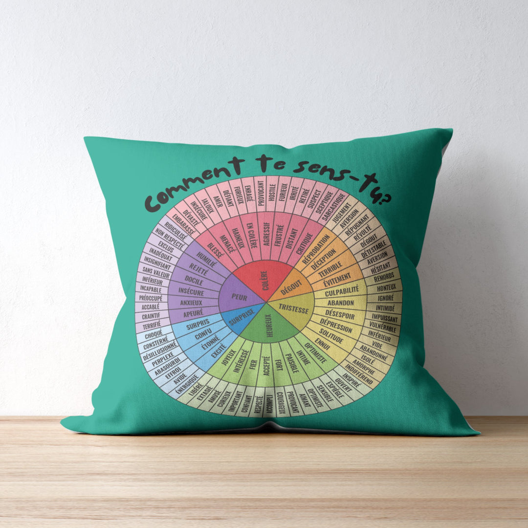 Custom Cushion Cover Emotion Wheel for Kids 18x18 Double-Sided Print (Pillow cover ONLY) - Madee's Boutique Madee's Boutique