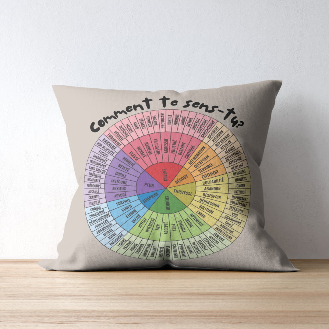 Custom Cushion Cover Emotion Wheel for Kids 18x18 Double-Sided Print (Pillow cover ONLY) - Madee's Boutique Madee's Boutique