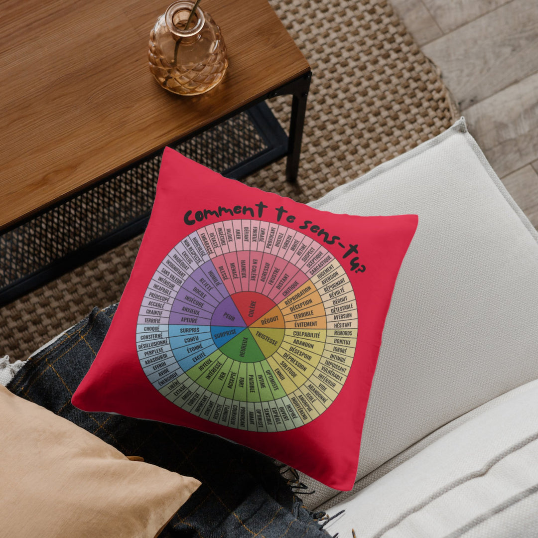 Custom Cushion Cover Emotion Wheel for Kids 18x18 Double-Sided Print (Pillow cover ONLY) - Madee's Boutique Madee's Boutique