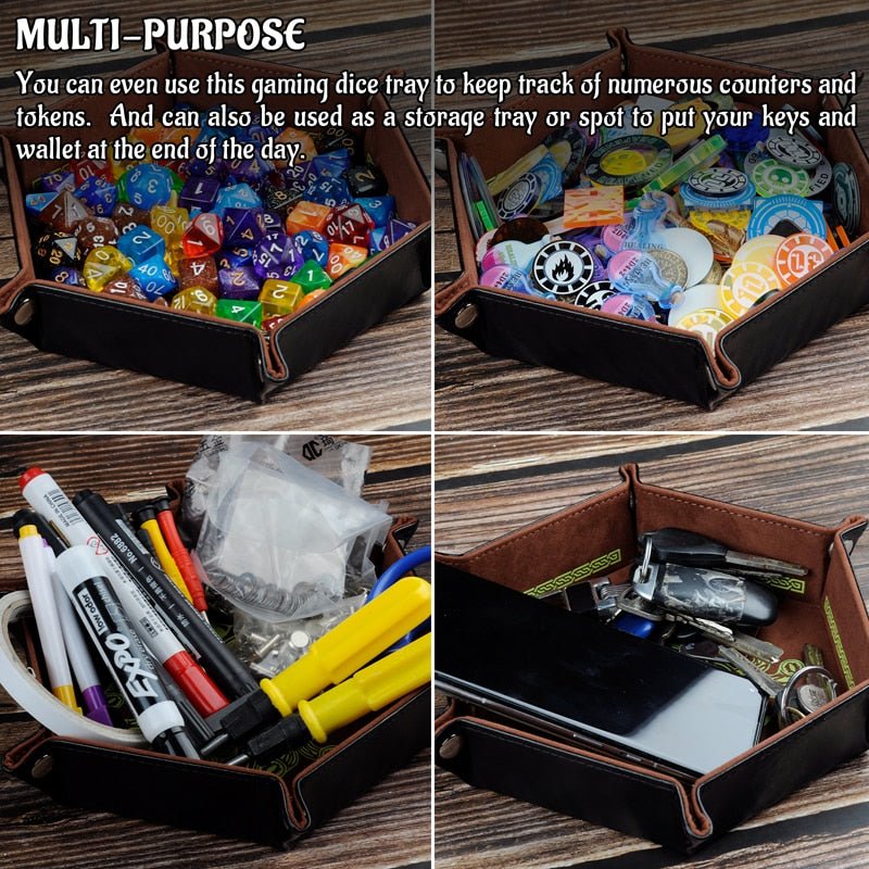 D&D Dice Tray PU Leather Hexagon Dice Holder Printed with Beholder Portable and Foldable Dice Rolling Mat - Madee's Boutique Madee's Boutique DS amazon com dice tray amazon dice rolling trayamazon dice trayDE09B