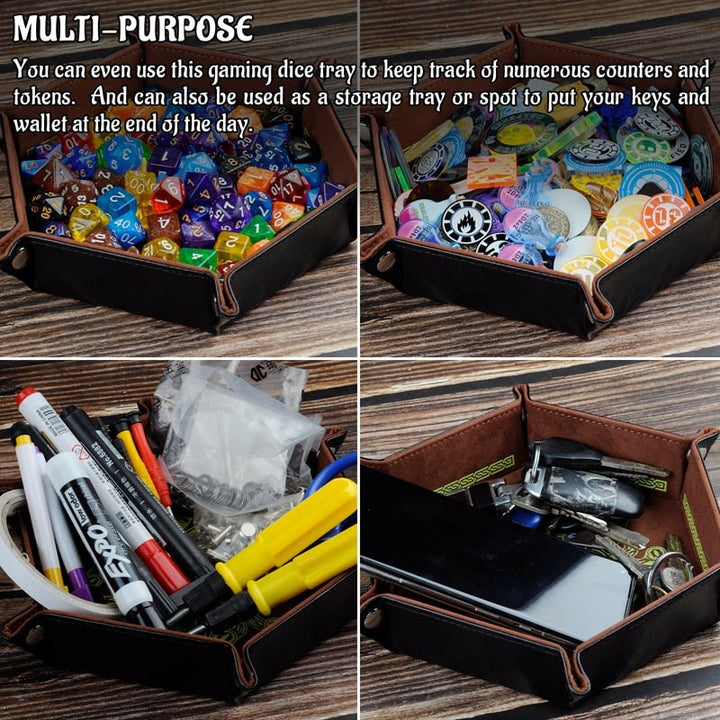 D&D Dice Tray PU Leather Hexagon Dice Holder Printed with Beholder Portable and Foldable Dice Rolling Mat - Madee's Boutique Madee's Boutique DS amazon com dice tray amazon dice rolling trayamazon dice trayDE09B