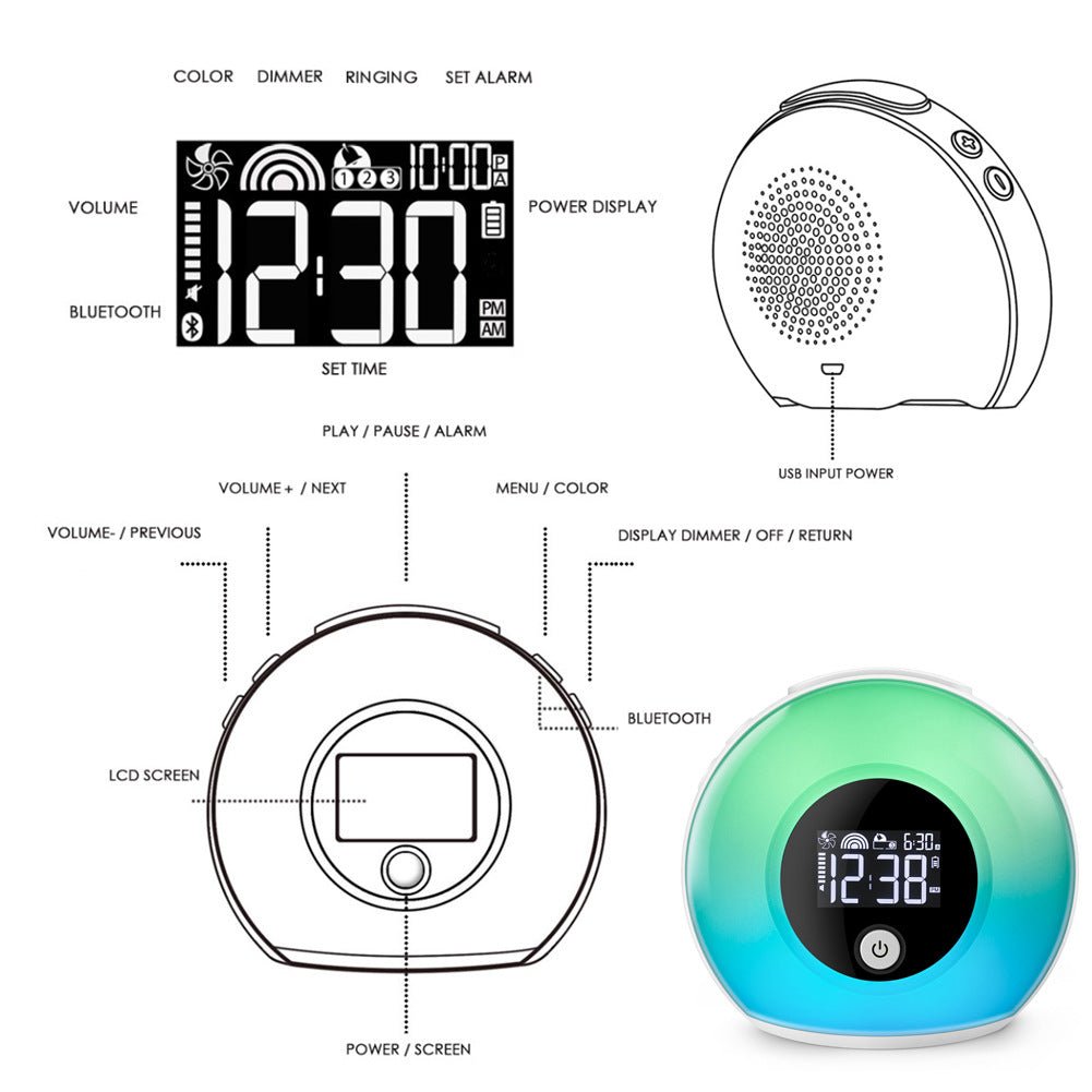 Digital Fluorescent lights Music Alarm Clock - Madee's Boutique Alarm Clock Madee's Boutique alarm clock alarm clock for teencadranColorful
