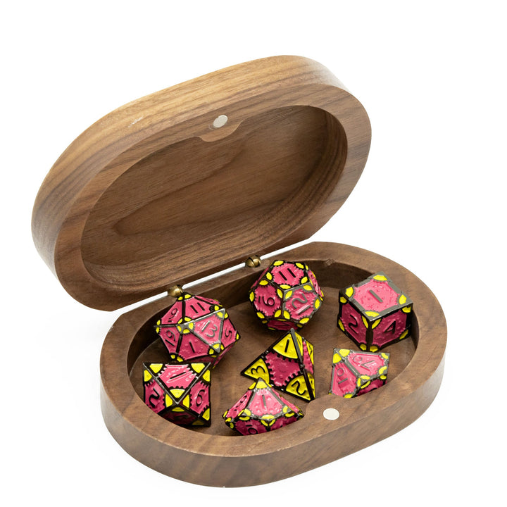 DND Hexagonal Wooden Dice Case with Magnetic Lid, D&D Dice Storage Box, for 1 Set of 16mm Dice - Madee's Boutique Madee's Boutique DS d & d d and d