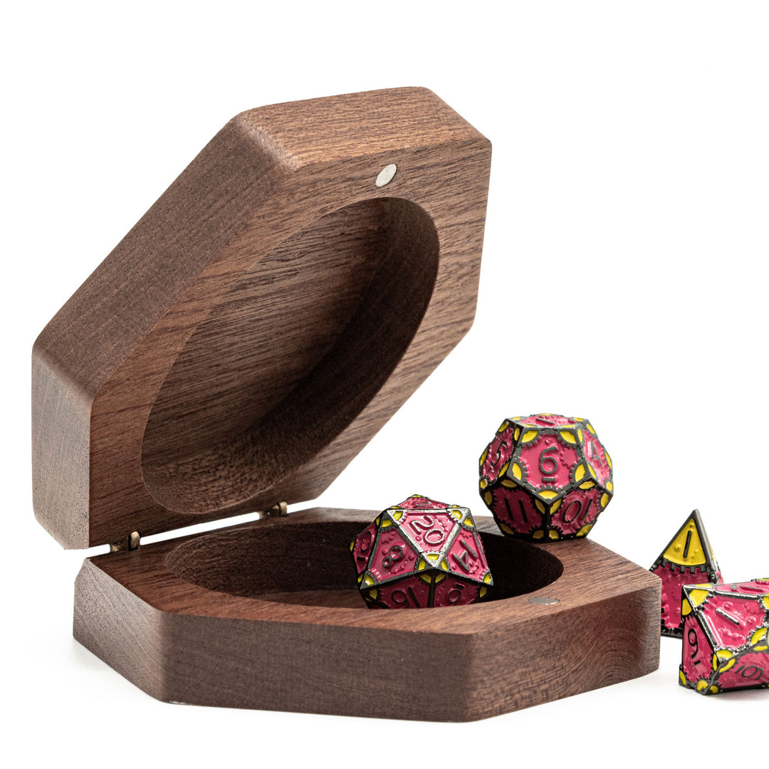DND Hexagonal Wooden Dice Case with Magnetic Lid, D&D Dice Storage Box, for 1 Set of 16mm Dice - Madee's Boutique Madee's Boutique DS d & d d and d