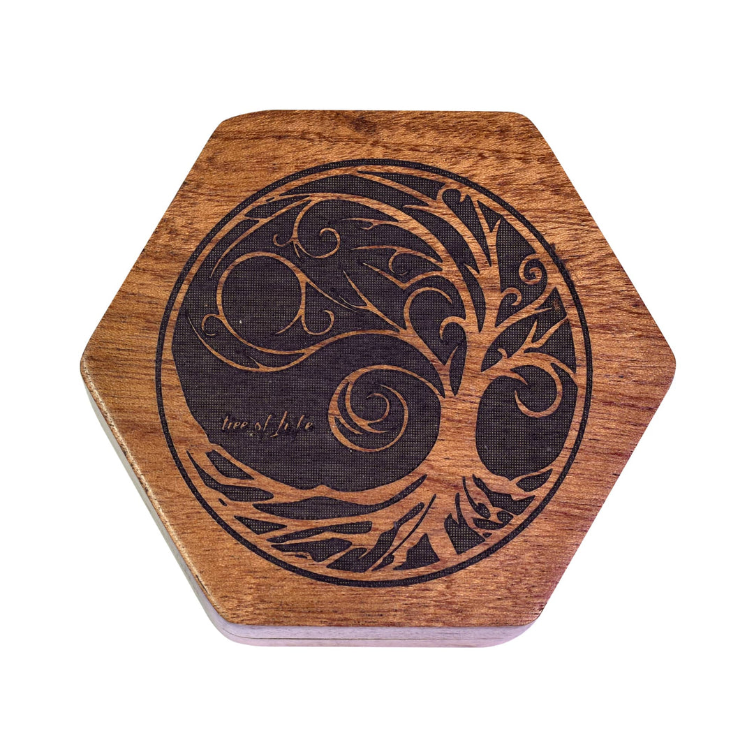 DND Hexagonal Wooden Dice Case with Magnetic Lid, D&D Dice Storage Box, for 1 Set of 16mm Dice - Madee's Boutique Madee's Boutique DS d & d d and d