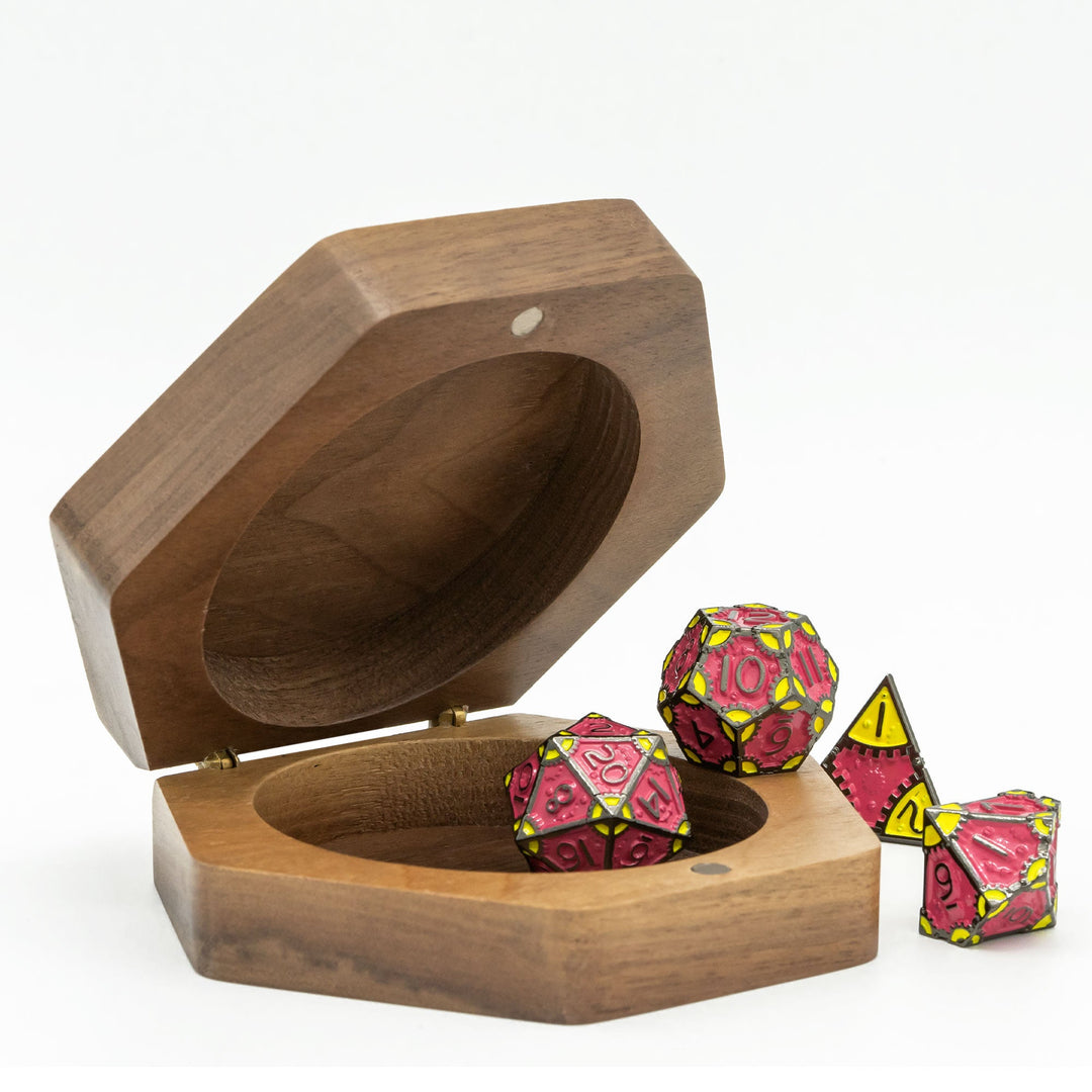 DND Hexagonal Wooden Dice Case with Magnetic Lid, D&D Dice Storage Box, for 1 Set of 16mm Dice - Madee's Boutique Madee's Boutique DS d & d d and d