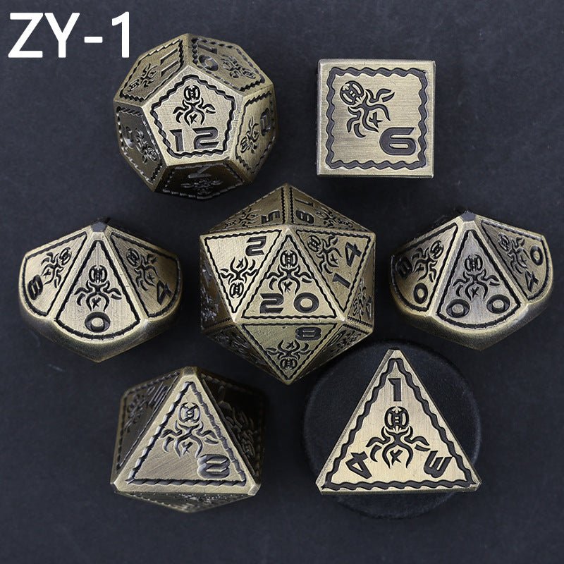 DND Solid Metal 7pc Dice Polyhedron RPG - Madee's Boutique Dice Madee's Boutique DS 10 sided dice 100 sided dice