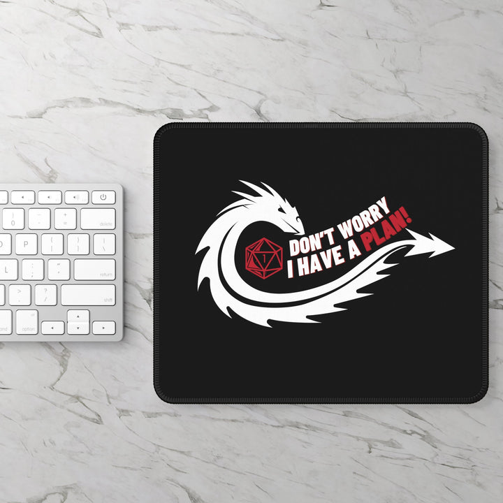 Dragon Don't Worry I Have A Plan D&D Gaming Mouse Pad Black - Madee's Boutique Home Decor Printify Accessories anniversary gifts